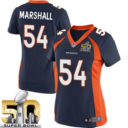 Women's Limited Brandon Marshall Super Bowl L Nike Jersey Navy Blue Alternate - #54 NFL Denver Broncos